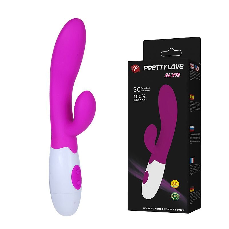 Vibrador de Ponto G e clitóris - Alvis - Puro Silicone - 30 Níveis de Vibração - Pretty Love - Roxo