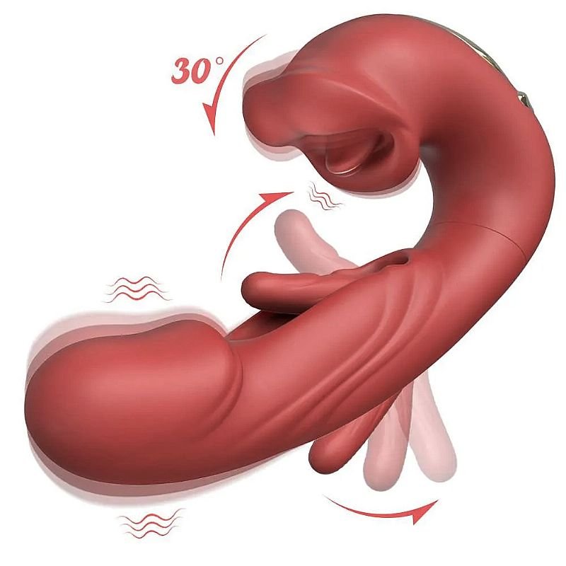 Vibrador de Ponto G e Clitóris com Boca e Dedilhar / Slap - ALWUP