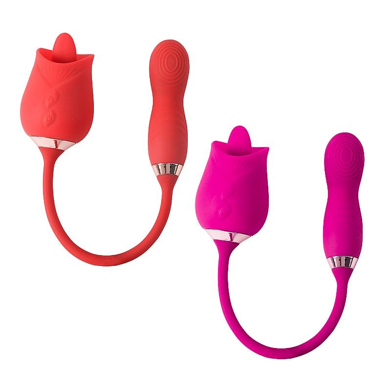 Vibrador de Ponto G e Clitóris com Dedilhar / Tapping - Formato de Rosa - Flowery - Roxo