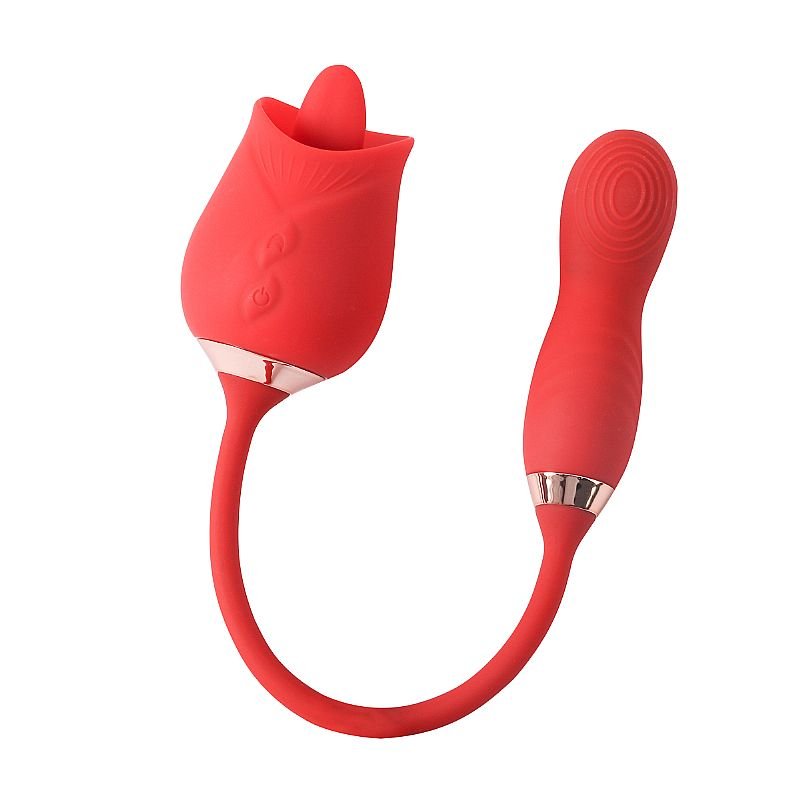 Vibrador de Ponto G e Clitóris com Dedilhar / Tapping - Formato de Rosa - Flowery - Roxo