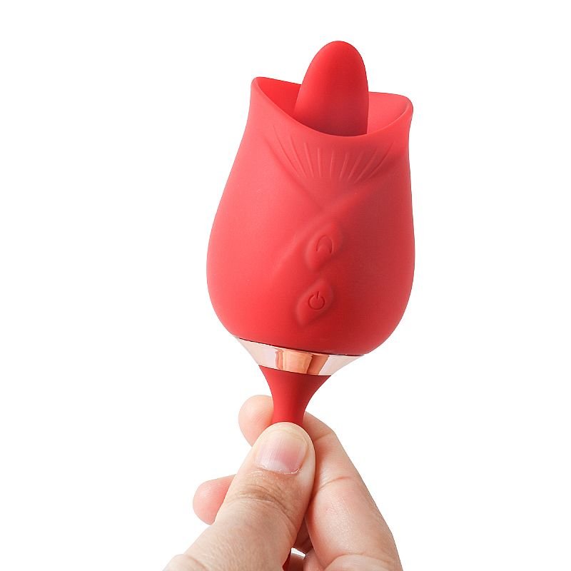 Vibrador de Ponto G e Clitóris com Dedilhar / Tapping - Formato de Rosa - Flowery - Roxo