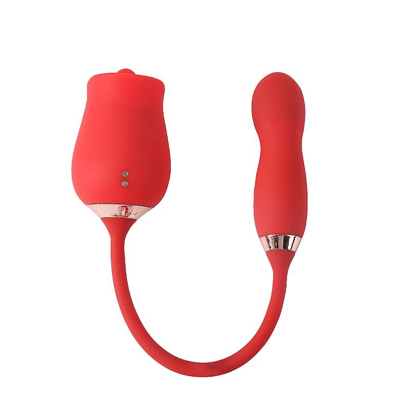 Vibrador de Ponto G e Clitóris com Dedilhar / Tapping - Formato de Rosa - Flowery - Vermelho