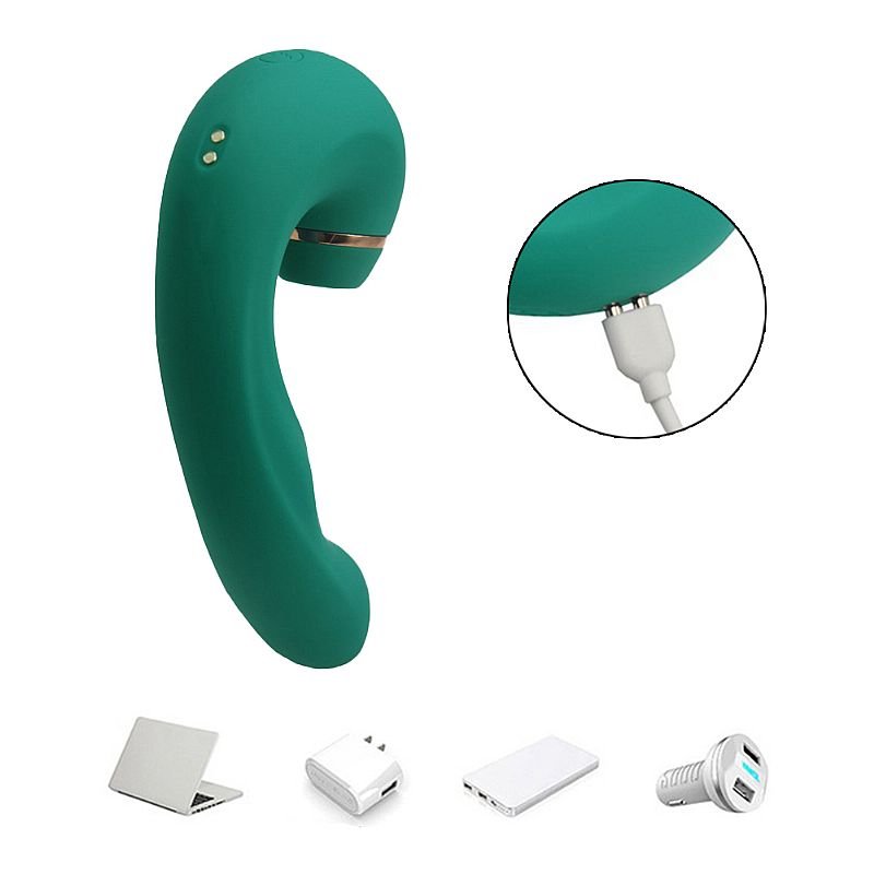 Vibrador de Ponto G e Clitóris com Dedilhar / Tapping no Meio - Air Pulse 2 - Azul Claro
