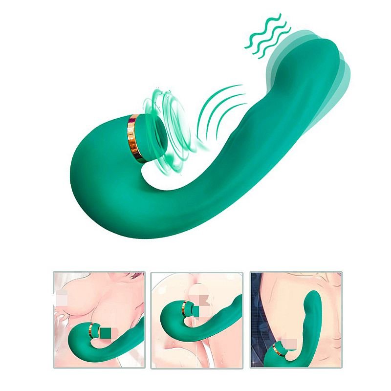 Vibrador de Ponto G e Clitóris com Dedilhar / Tapping no Meio - Air Pulse 2 - Azul Claro