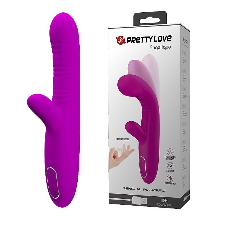 Vibrador de Ponto G e clitóris com Dedilhar / Vem cá - Recarregável - Angelique - Pretty Love