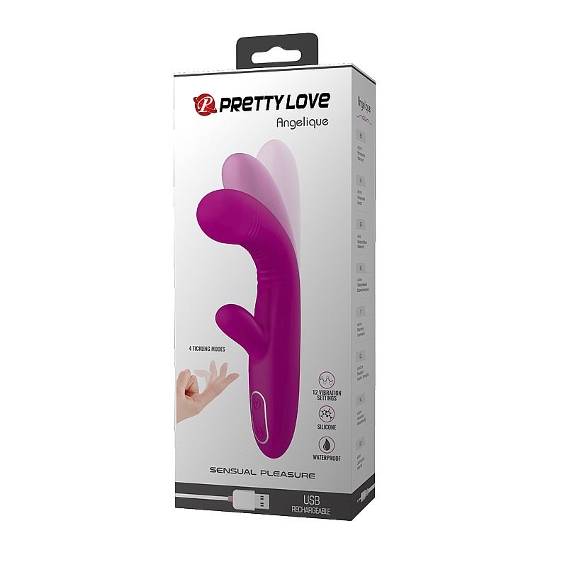 Vibrador de Ponto G e clitóris com Dedilhar / Vem cá - Recarregável - Angelique - Pretty Love