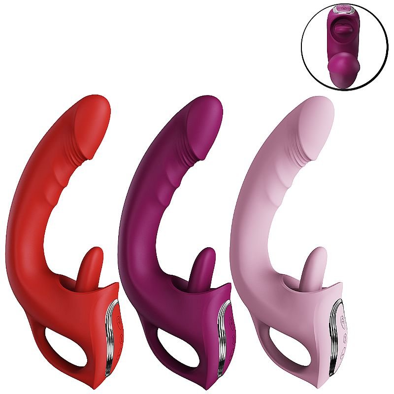 Vibrador de Ponto G e Clitóris com estimulador de Língua / Vai e vem - Rosa