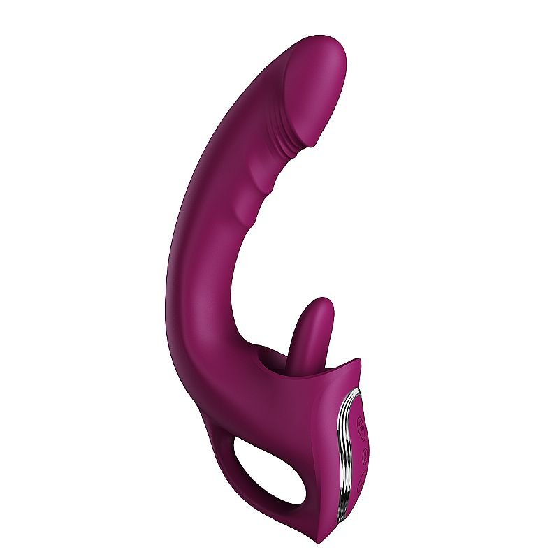Vibrador de Ponto G e Clitóris com estimulador de Língua / Vai e vem - Rosa