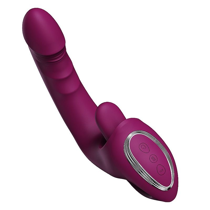 Vibrador de Ponto G e Clitóris com estimulador de Língua / Vai e vem - Rosa