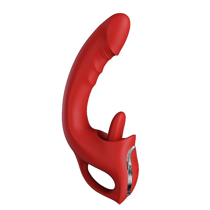 Vibrador de Ponto G e Clitóris com estimulador de Língua / Vai e vem - Vinho
