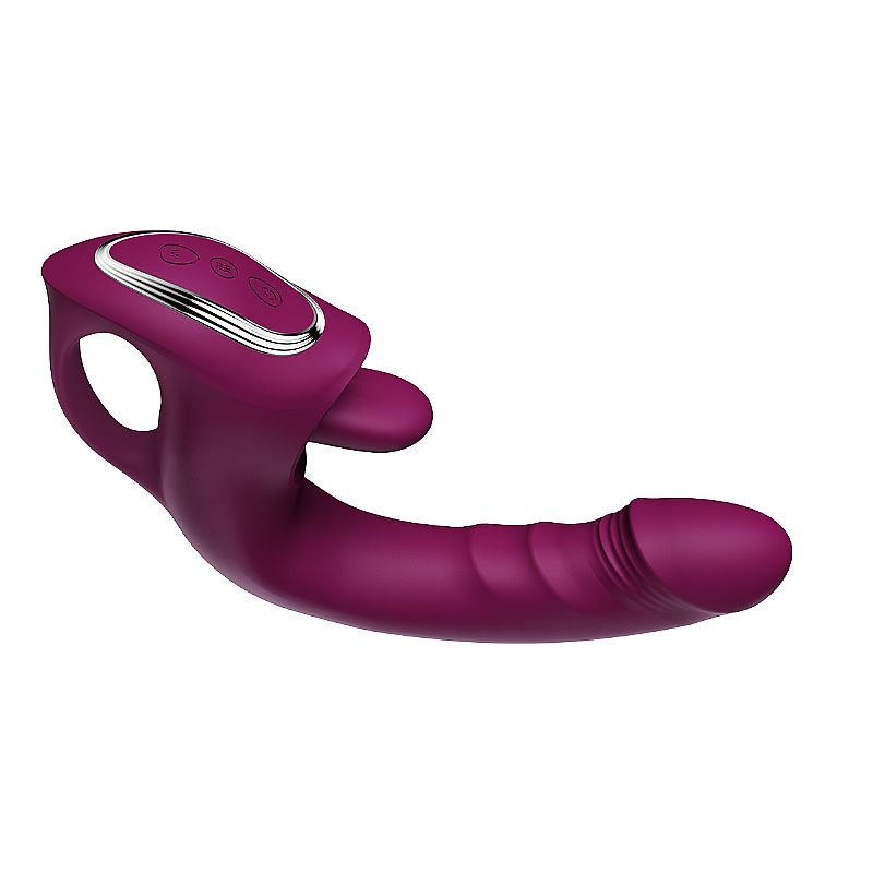Vibrador de Ponto G e Clitóris com estimulador de Língua / Vai e vem - Vinho