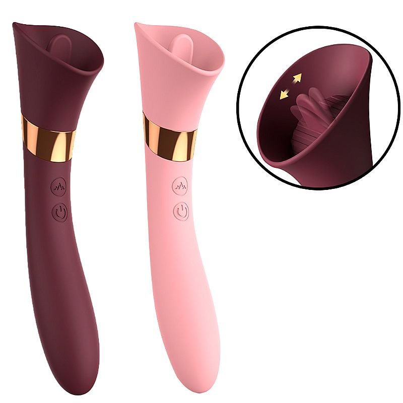 Vibrador de Ponto G e Clitóris / Com Língua - Rosa