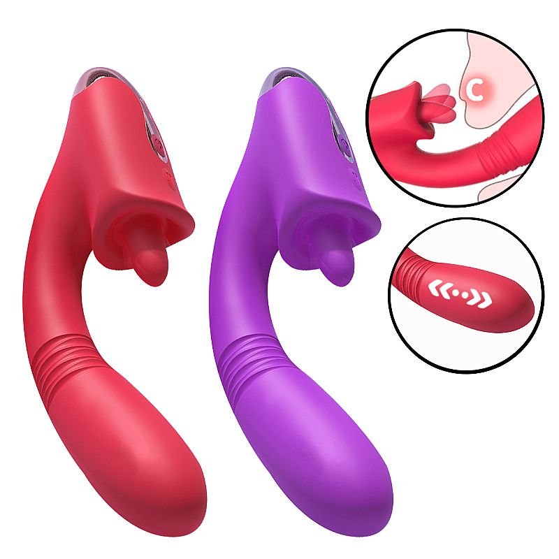 Vibrador de Ponto G e Clitóris com Língua - Condice - S-Hande - Vermelho
