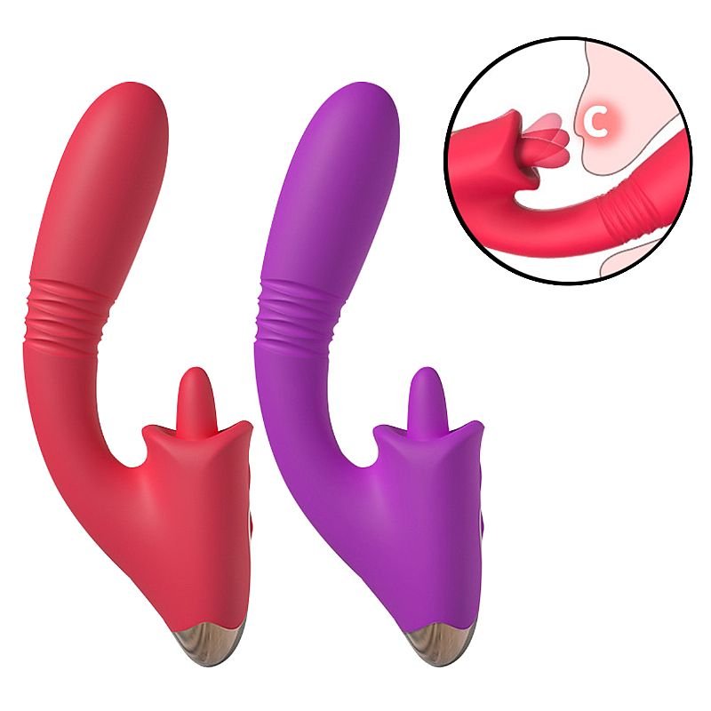 Vibrador de Ponto G e Clitóris com Língua - Condice - S-Hande - Roxo