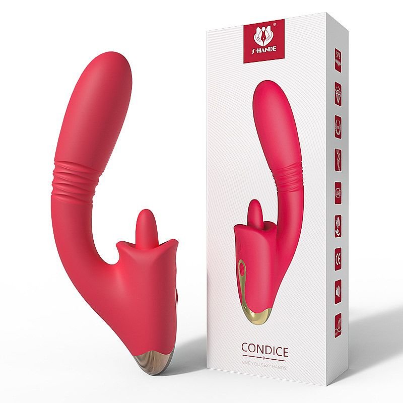 Vibrador de Ponto G e Clitóris com Língua - Condice - S-Hande - Vermelho