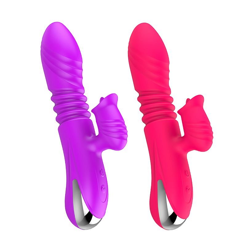 Vibrador de ponto G e Clitóris com Língua e vai e vem 2 - Roxo