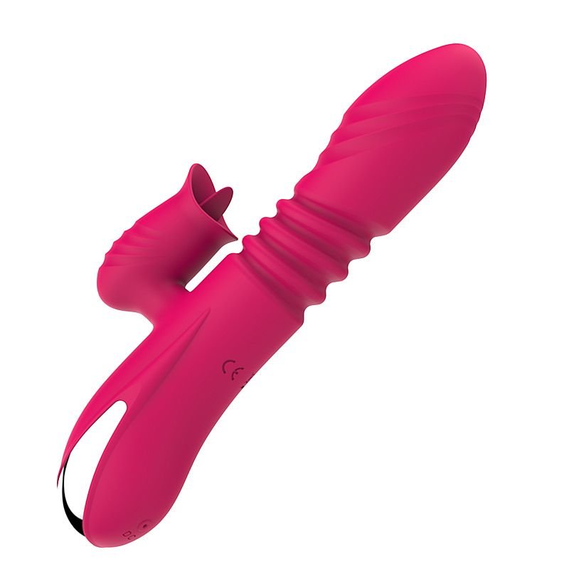 Vibrador de ponto G e Clitóris com Língua e vai e vem 2 - Vermelho
