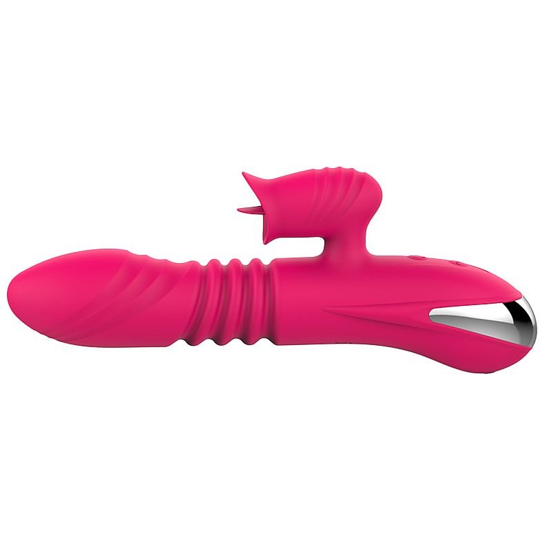 Vibrador de ponto G e Clitóris com Língua e vai e vem 2 - Vermelho