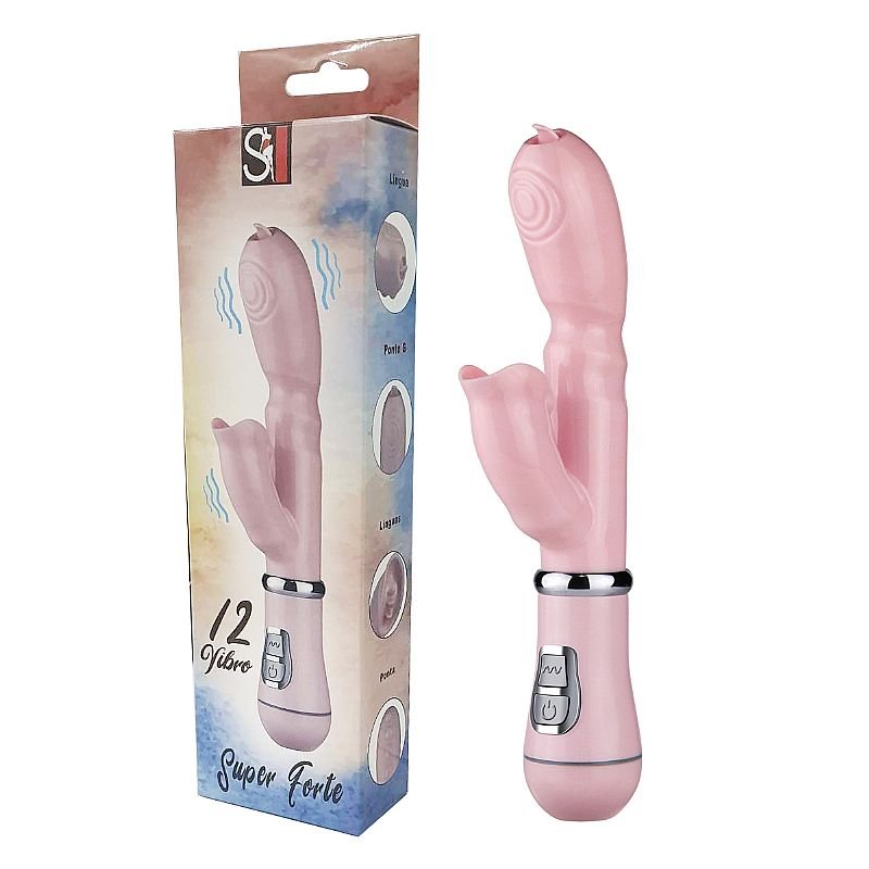 Vibrador de Ponto G e Clitóris com Língua na Ponta - Jelly - Á Pilhas - Rosa