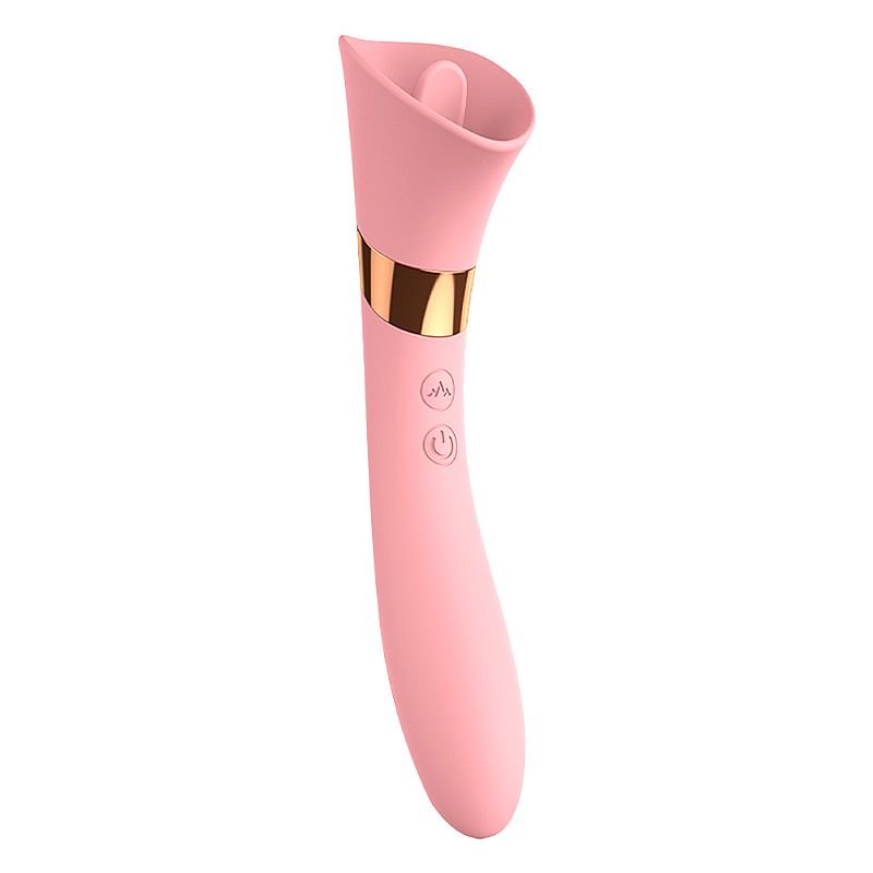 Vibrador de Ponto G e Clitóris / Com Língua - Rosa