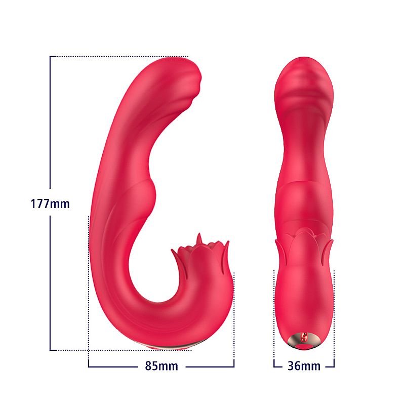 Vibrador de Ponto G e clitóris com Língua / Rotativo na Ponta - Eliza