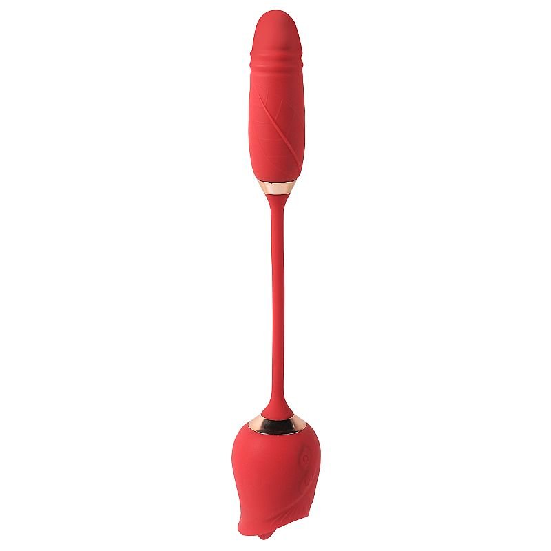 Vibrador de Ponto G e Clitóris com Língua / Vai e vem - Formato de Rosa - Flowery Plus - Roxo