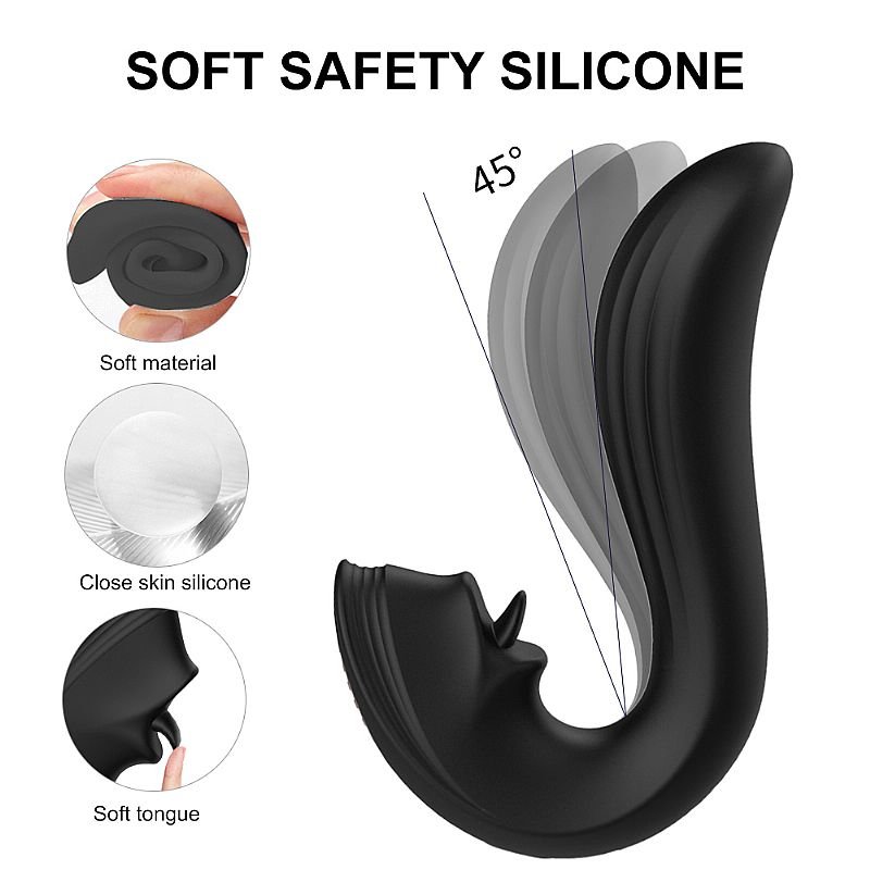 Vibrador de Ponto G e Clitóris com Língua - Velvet Kiss - S-Hande - Preto