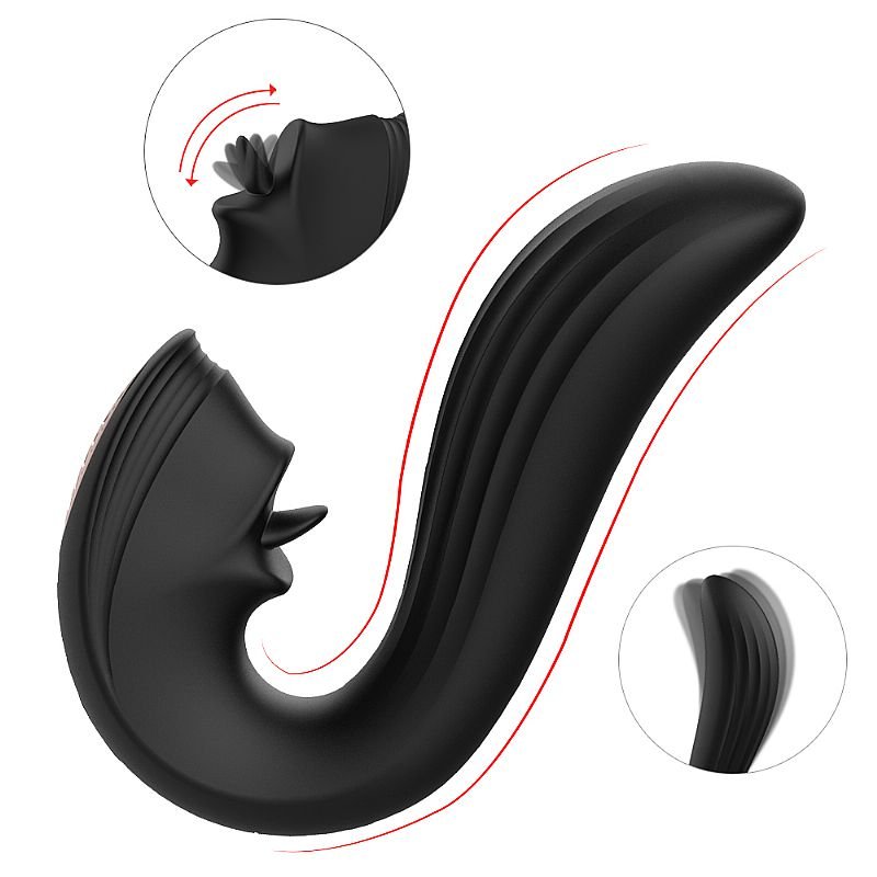 Vibrador de Ponto G e Clitóris com Língua - Velvet Kiss - S-Hande - Preto