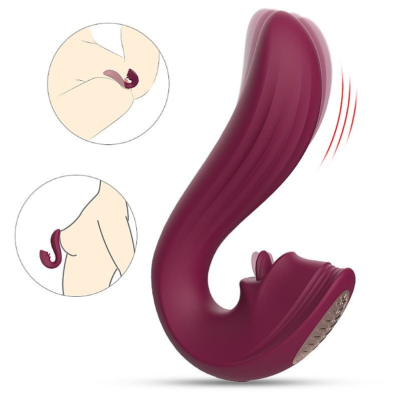 Vibrador de Ponto G e Clitóris com Língua - Velvet Kiss - S-Hande - Vinho