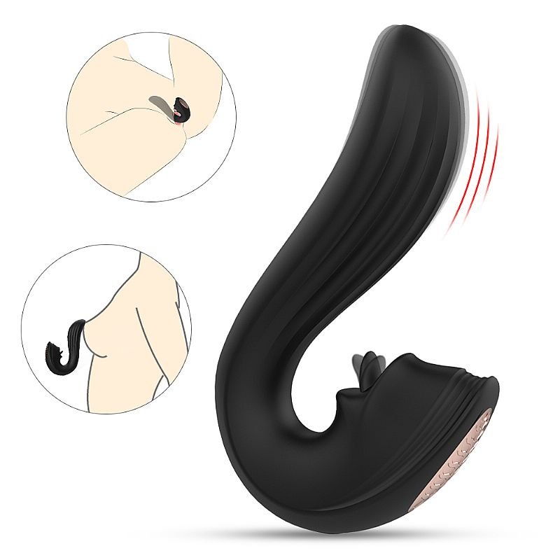 Vibrador de Ponto G e Clitóris com Língua - Velvet Kiss - S-Hande - Vinho