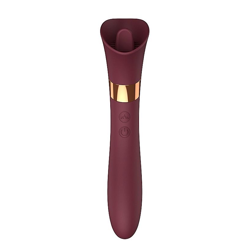 Vibrador de Ponto G e Clitóris / Com Língua - Vinho