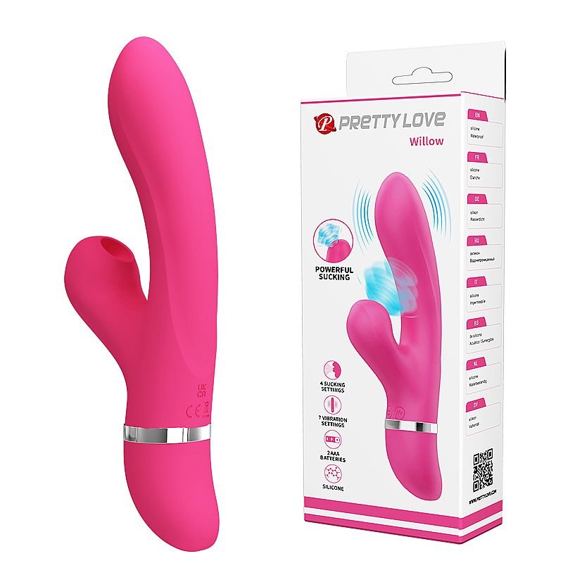 Vibrador de Ponto G e clitóris com Pulsação - Á pilha - Willow - Pretty Love