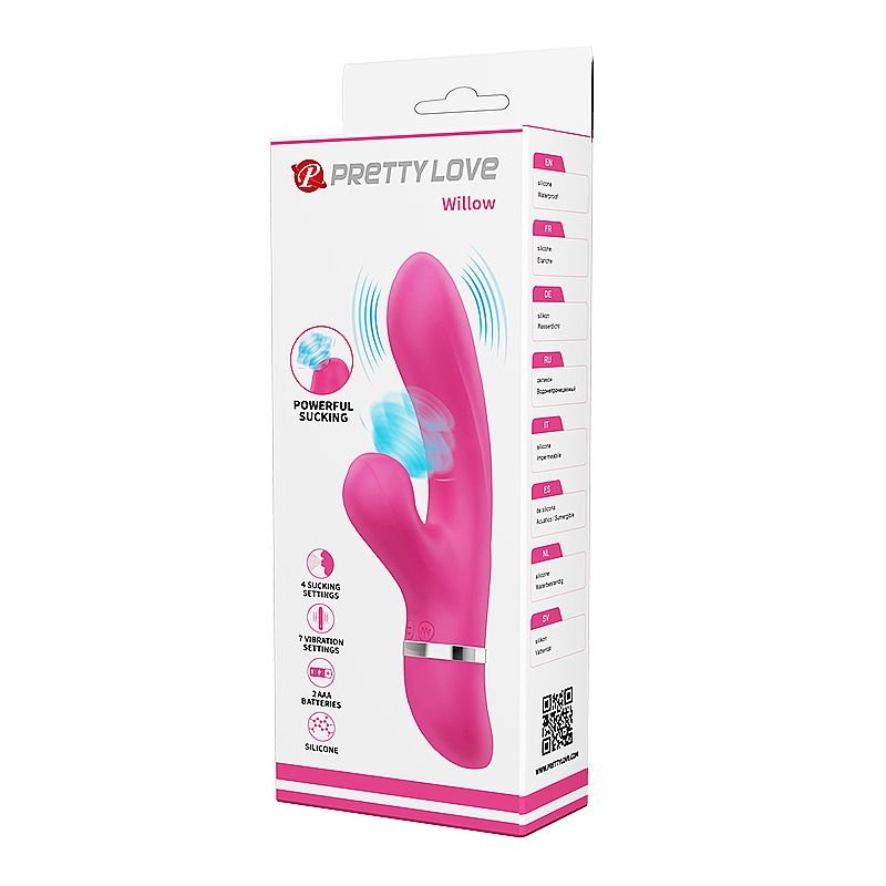 Vibrador de Ponto G e clitóris com Pulsação - Á pilha - Willow - Pretty Love