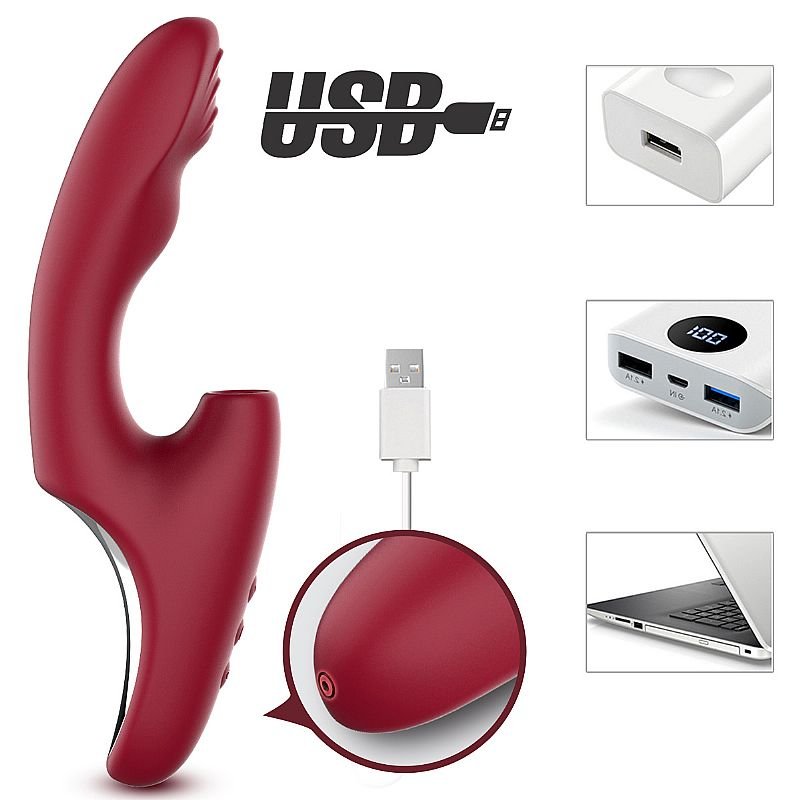 Vibrador de Ponto G e Clitóris com Pulsação e Dedilhar