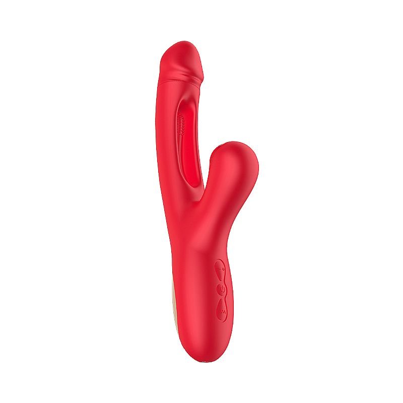 Vibrador de Ponto G e clitóris com Pulsação e Dedilhar Slap - Leny - Vermelho