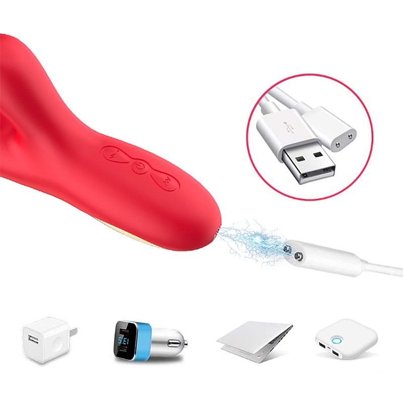 Vibrador de Ponto G e clitóris com Pulsação e Dedilhar Slap - Leny - Vermelho