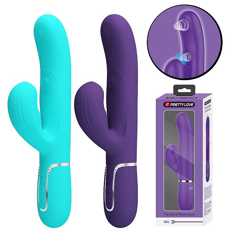 Vibrador de Ponto G e Clitóris com Pulsação e Dedilhar / Tapping - Twinkled 4 - Pretty Love - Roxo
