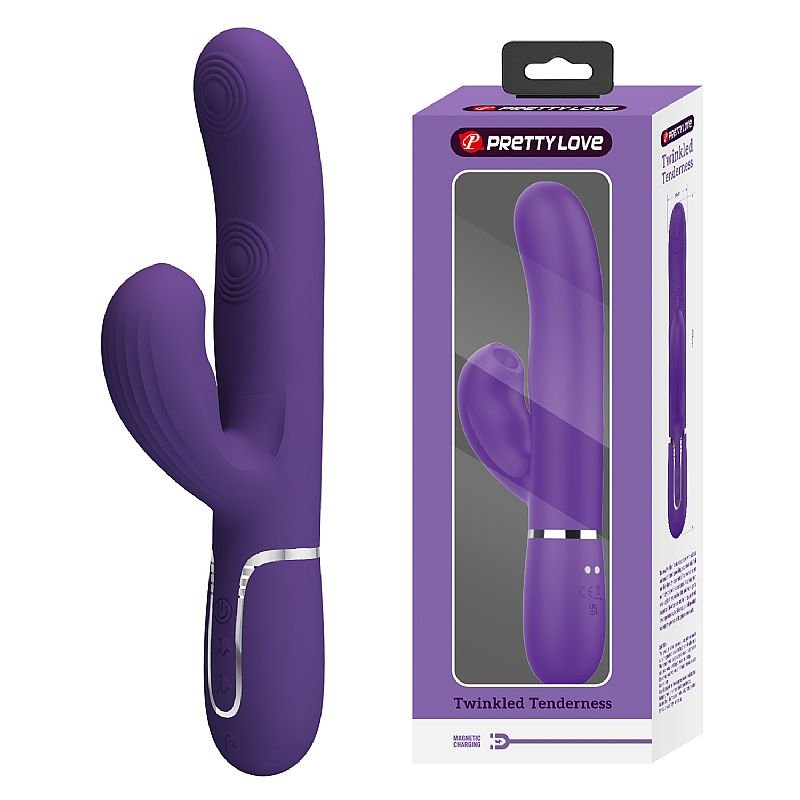 Vibrador de Ponto G e Clitóris com Pulsação e Dedilhar / Tapping - Twinkled 4 - Pretty Love - Azul