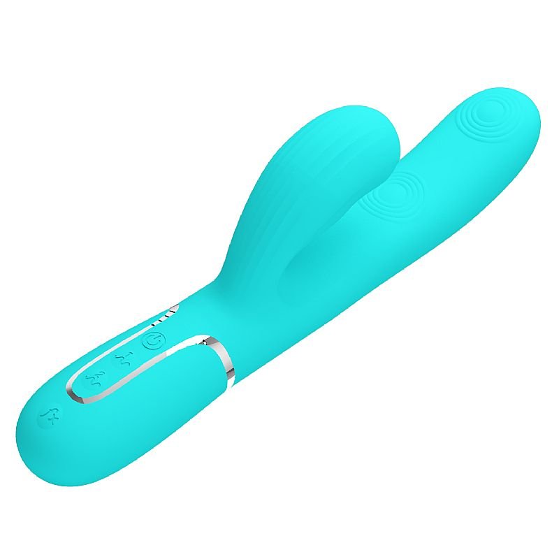 Vibrador de Ponto G e Clitóris com Pulsação e Dedilhar / Tapping - Twinkled 4 - Pretty Love - Azul