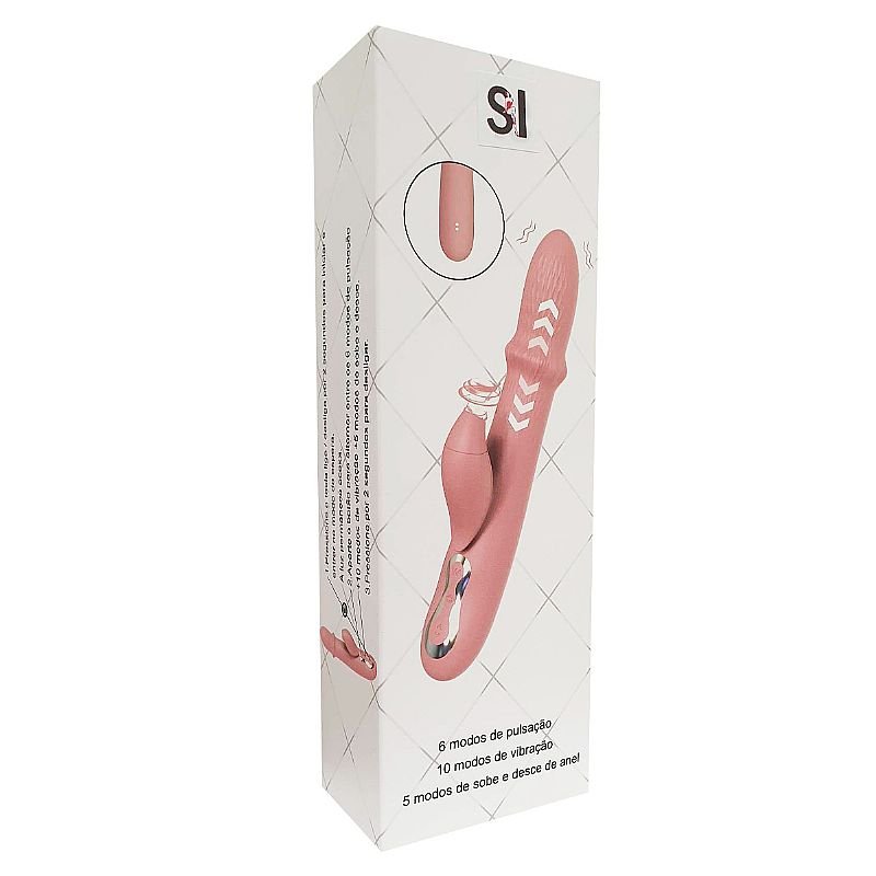 Vibrador de Ponto G e clitóris com Pulsação e Vai e Vem de Anel