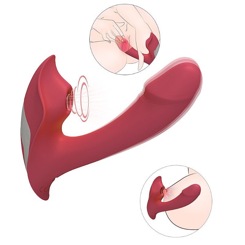 Vibrador de Ponto G e clitóris com pulsação - Recarregável - Heart of Ocean - S-Hande - Vermelho
