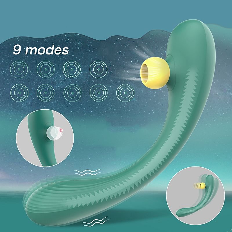 Vibrador de Ponto G e clitóris com pulsação - Recarregável - Mermaids Dream - S-Hande - Verde