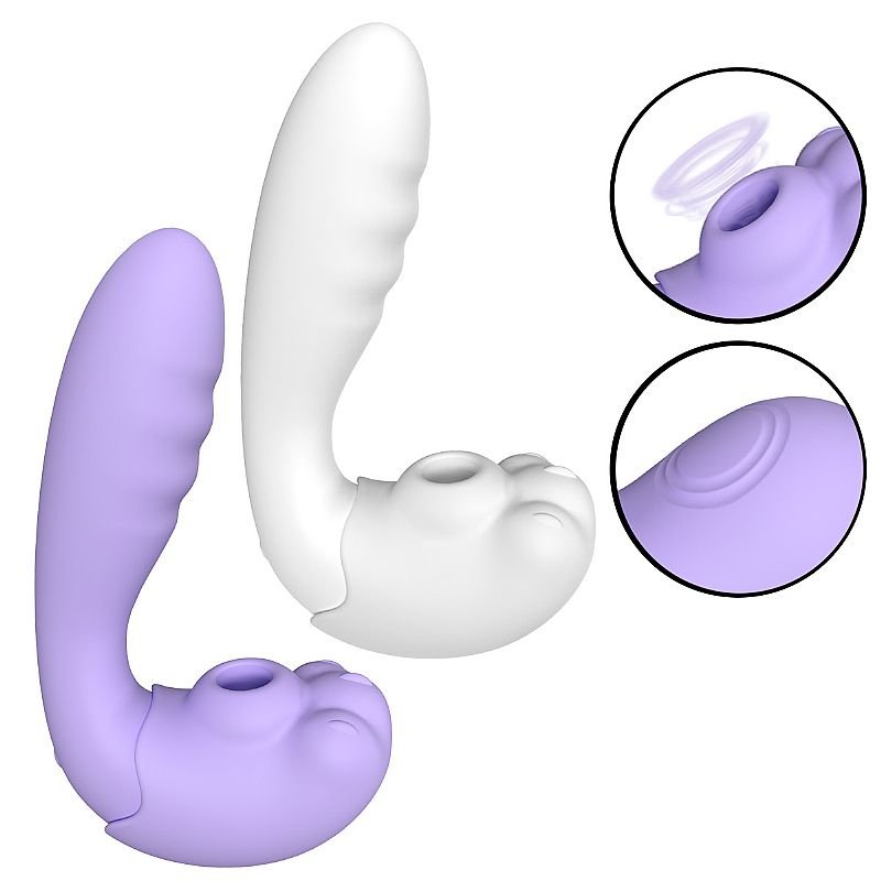 Vibrador de Ponto G e clitóris com Pulsação / Tapping - Kitty - S-Hande - Branco