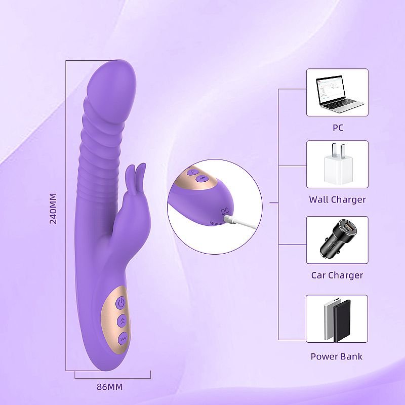 Vibrador de ponto G e clitóris com Pulsação - Vai e vem com Rotação 360° / Aquecimento