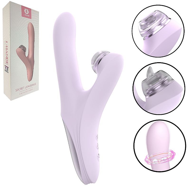 Vibrador de Ponto G e Clitóris com Rotação de Esferas - Secret Language / com Ponteiras - S-Hande