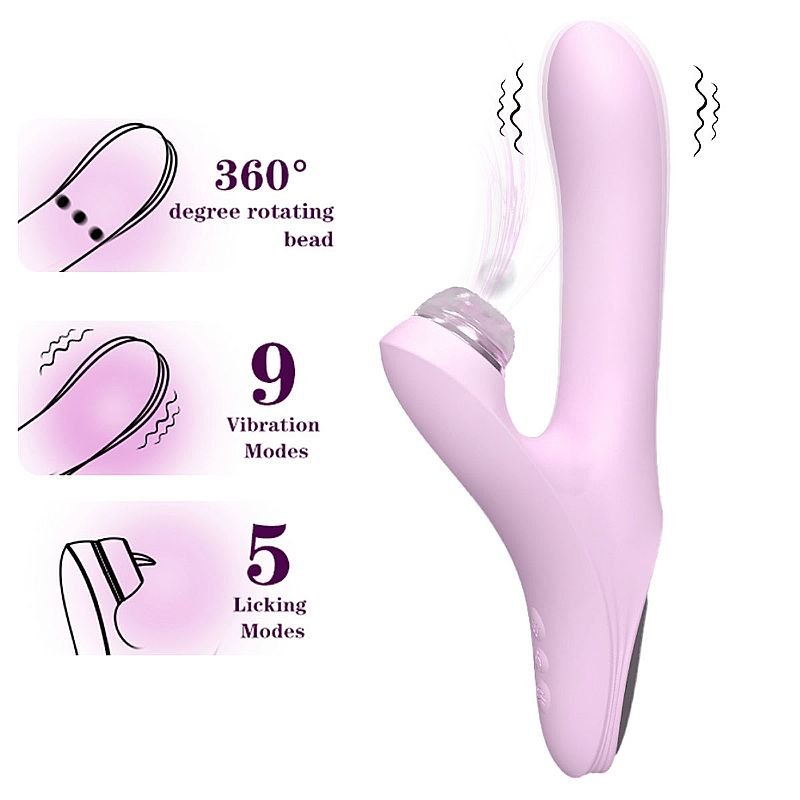 Vibrador de Ponto G e Clitóris com Rotação de Esferas - Secret Language / com Ponteiras - S-Hande