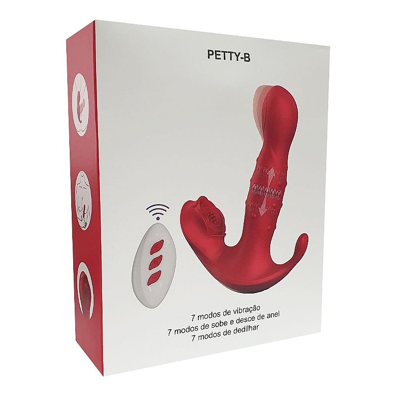 Vibrador de Ponto G e clitóris com Vai e Vem de Anel - Dedilhar / Tapping - Petty-B