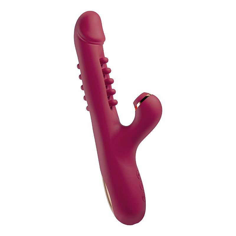 Vibrador de Ponto G e Clitóris com Vai e vem de Esferas - Lilith 3 em 1 - Vermelho