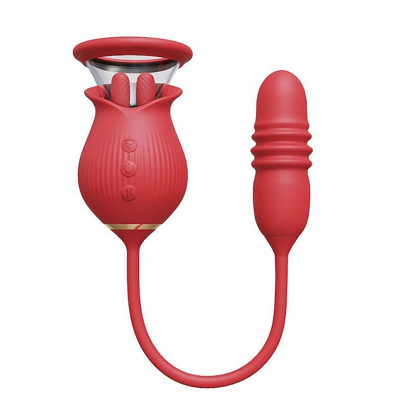 Vibrador de Ponto G e Clitóris com Vai e vem - Formato de Rosa - Abigail