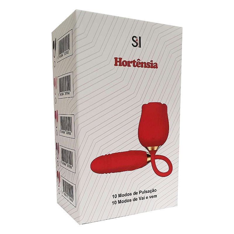 Vibrador de Ponto G e Clitóris com Vai e vem - Formato de Rosa - Hortênsia - Pink
